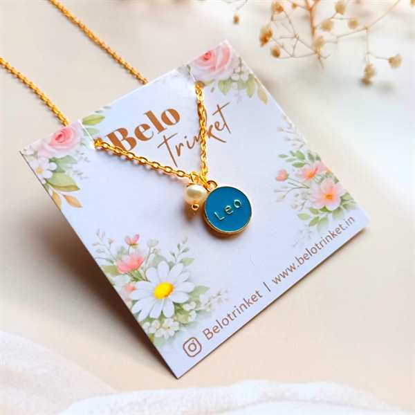 Dainty Leo zodiac charm golden pendant chain 