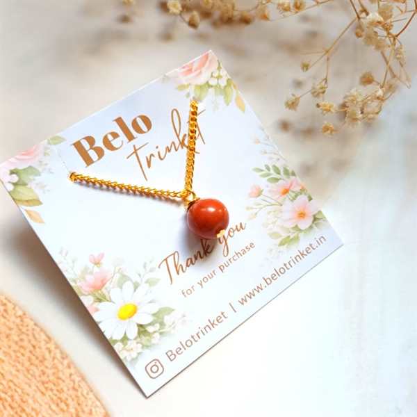 Dainty Red jasper pendant chain gold plated necklace